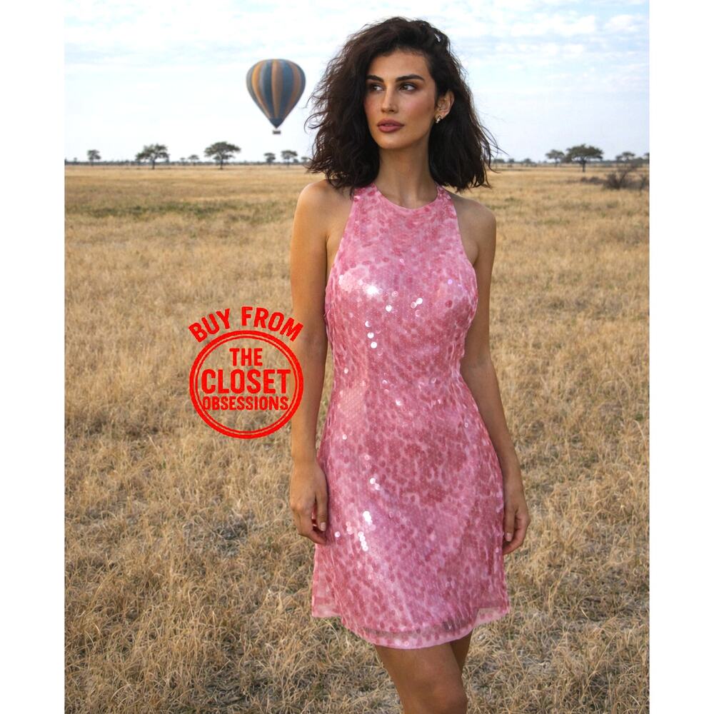 ZARA Pink Sequin Open Back Halter Mini Dress NWT | Blogger Favorite